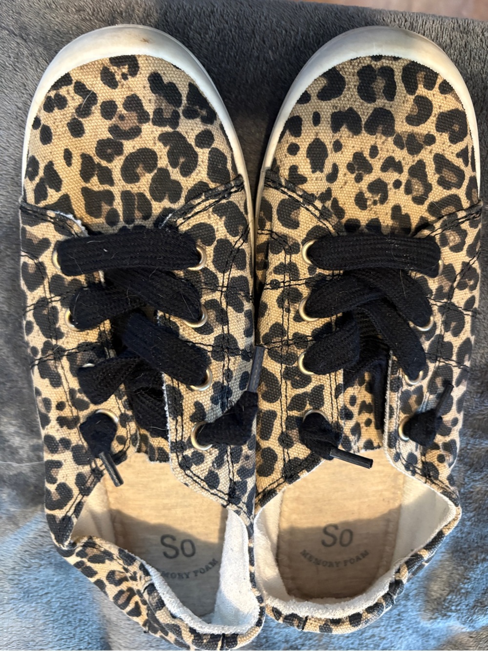 SO Leopard Print Canvas Slip-On Sneakers in Black and Tan